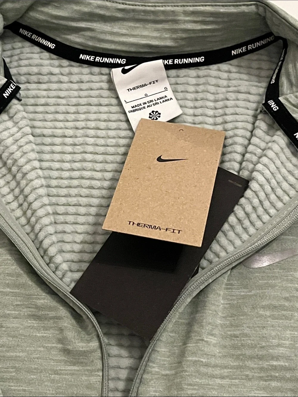 Nike Running Shirt Men's L 1/2 Zip Therma-Fit Repel Grid green thumbholes  $95